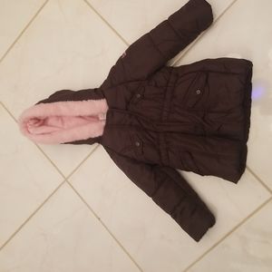 Baby club pink on the inside Brown on the outside baby's Winter coat